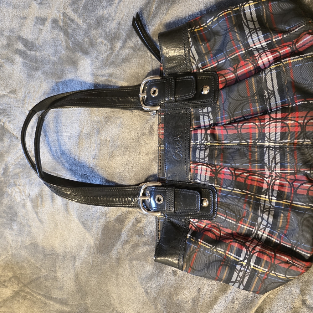 Coach Black and Red Plaid Women's Bag
